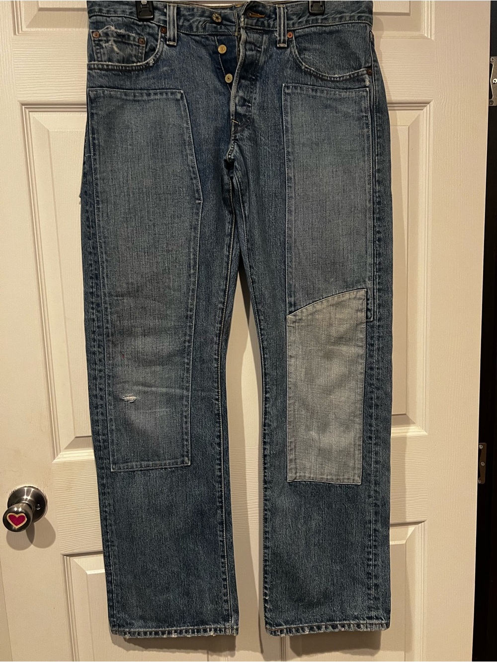 RARE Vintage Levi's Blue Patchwork Straight Jeans 34X32